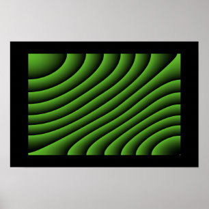 Affiche Lignes Ondulées Vert Hypnotique