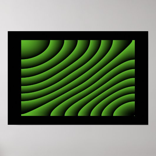 Affiche Lignes Ondulées Vert Hypnotique (Devant)