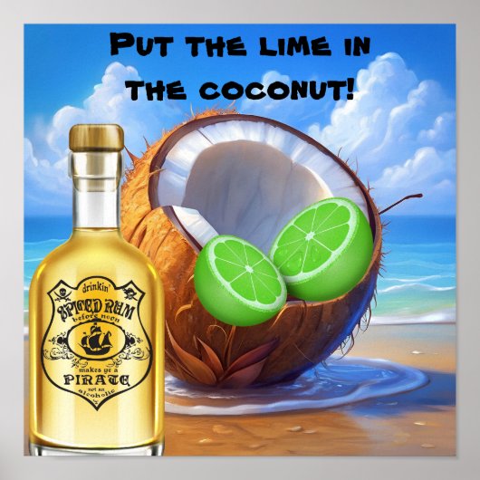 Affiche Lime, Noix de Coco et Rhum (Devant)