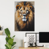 Affiche | Lion | Artstyle huile (Bureau à domicile)