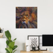 Affiche Lion dans la galerie (Bureau à domicile)