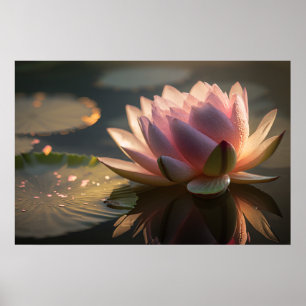 Affiche Lotus Rose dans la Lumière du Matin