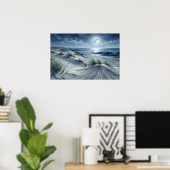 Affiche Lune sur Mer Calme (Bureau à domicile)