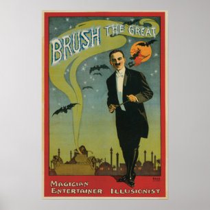 Affiche Magique Vintage, Brush le Grand Magicien