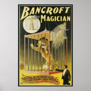 Affiche Magique Vintage, Magicien Bancroft et Lion