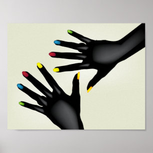 Affiche Mains Noires Avec Ongles Peints