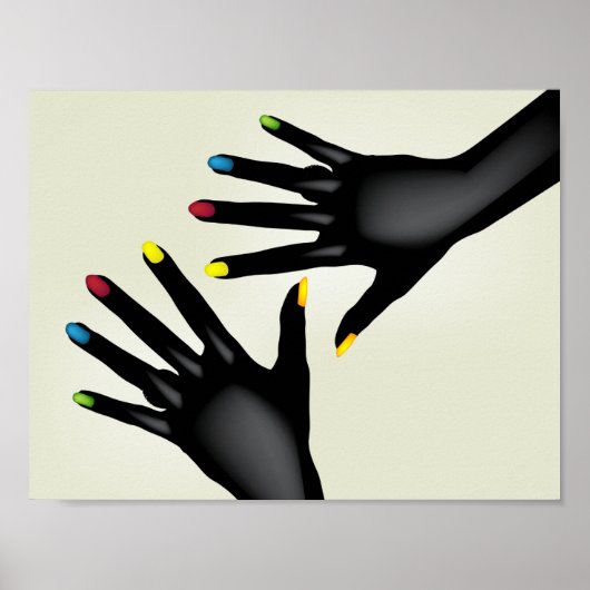 Affiche Mains Noires Avec Ongles Peints (Devant)