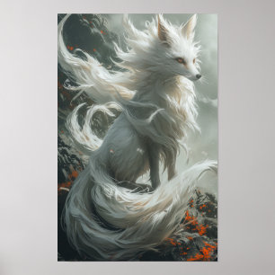 Affiche majestueuse de Fox blanc à neuf queues