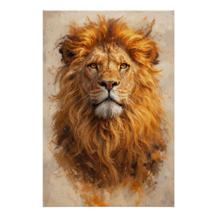 Affiche Majestueuse du Portrait de Lion – Puissanc