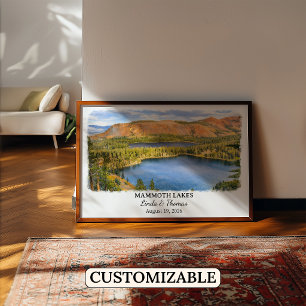 Affiche Mammoth Lakes Californie, Aquarelle, Custo