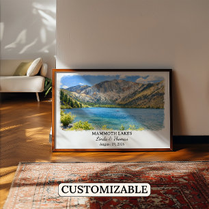 Affiche Mammoth Lakes Californie, Aquarelle, Custo