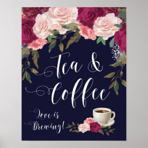 affiche mariage affiche thé et café navy