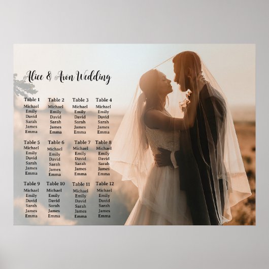 affiche mariage avec tableau de sièges avec photo (Devant)