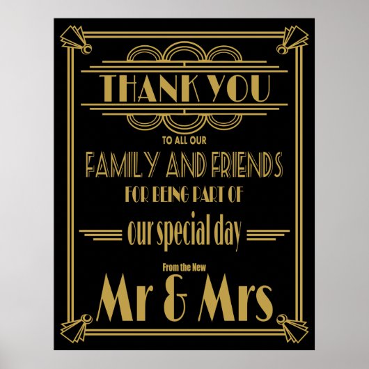 Affiche mariage de style Art déco années 20 (Devant)
