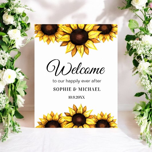 Affiche Mariage de tournesol blanc Affiche de bien