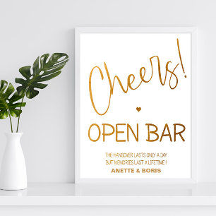 Affiche mariage du bar ouvert avec affiche 8x10