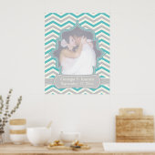 Affiche mariage moderne turquoise, gris chevron (Cuisine)