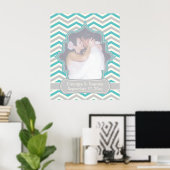 Affiche mariage moderne turquoise, gris chevron (Bureau à domicile)