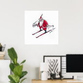 Affiche mate de valeur de Santa Skiing (Bureau à domicile)