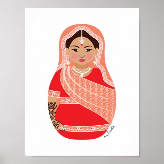 Affiche Matryoshka indienne (rouge) (Devant)