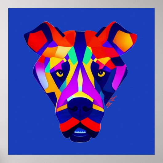 Affiche matte bleu de la chienne d'Alexandre (Devant)