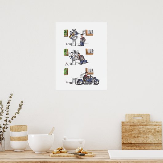 Affiche matte du Biker au Musée (Cuisine)