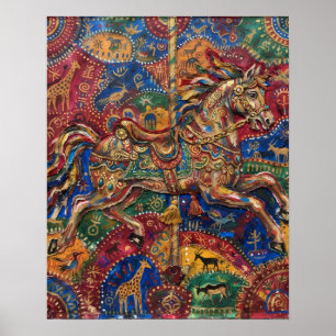 Affiche médiévale de cheval celtique colorée