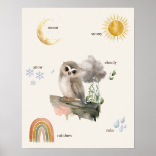 Affiche météo de hibou forestier