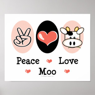 Affiche mignonne de vache à MOO d'amour de paix