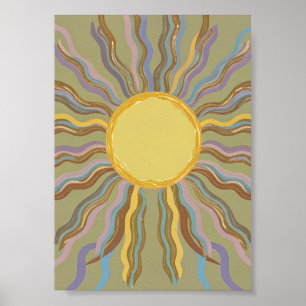 Affiche minimaliste artistique rétro soleil levant
