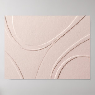 Affiche minimaliste aux courbes gaufrées rose poud