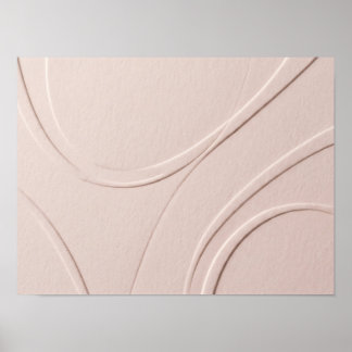 Affiche minimaliste aux courbes gaufrées rose poud