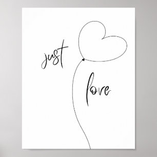Affiche minimaliste Just Love – Ballon en forme de
