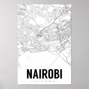 Affiche minimaliste sur la carte de Nairobi Kenya