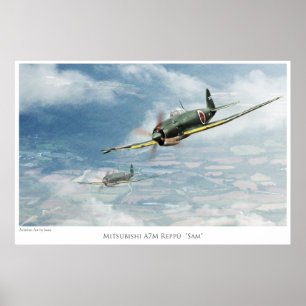 Affiche "Mitsubishi A7M Reppū " Sam" d'art"