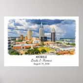 Affiche Mobile Alabama, Aquarelle, Sur mesure (Devant)