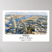 Affiche Mobile Alabama, Aquarelle, Sur mesure (Devant)