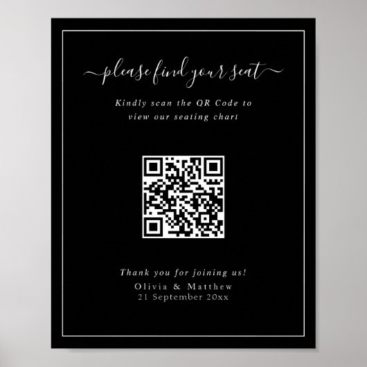 Affiche moderne de tableau de sièges QR Code de ma (Devant)
