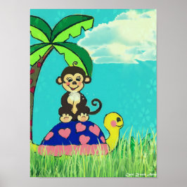 Affiche Monkey and Turtle van Carol Zeock Poster