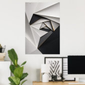 Affiche monochrome origami en spirale (Bureau à domicile)