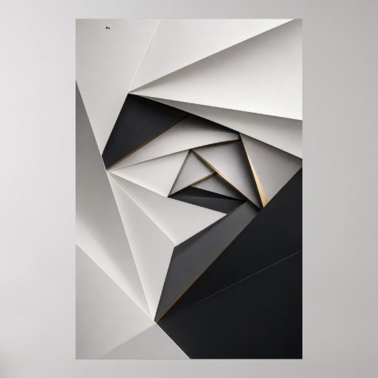 Affiche monochrome origami en spirale (Devant)