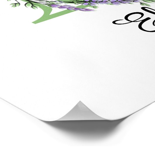 Affiche Monogram E Lavande Eucalyptus (Coin)