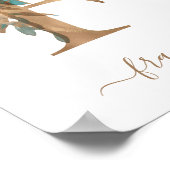 Affiche Monogramme Floral Aquarelle Lettre F Or (Coin)