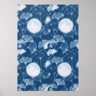 Affiche motif clair de lune tête de graine de gink
