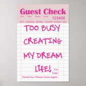 Affiche motivationnelle de reçu rose (Devant)