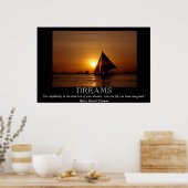 Affiche motivationnelle Dreams Sunset Sailboat (Cuisine)
