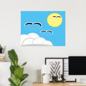 Affiche - Mouettes en vol (Bureau à domicile)