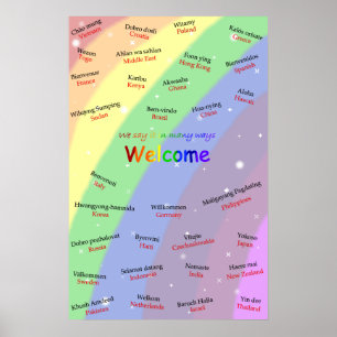 Affiche multiculturelle d'ESL brillante et colorée