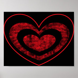 Affiche murale cœur rouge et noir
