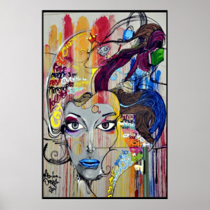 Affiche murale d'art du visage de la femme